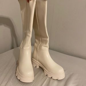 Knee High White Boots BRAND NEW